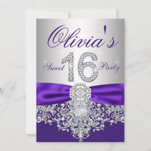 Convite Festa de 16 Anos Sweet Purple Diamond
