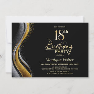 Convite Festa de 18 Anos com Estilo Preto e Dourado