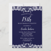 Festa de 18 anos Vintage White Lace Navy