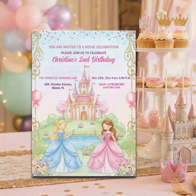 Convite Festa de 2º Aniversário da Princesa Castelo Real (Criador carregado)