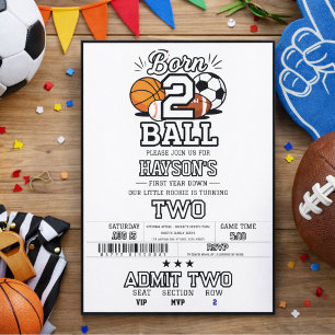 Convite Festa de 2º Aniversário Tema Esportes Nascido pra 