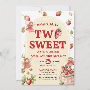 Convite Festa de 2º Aniversário Two Sweet Strawberry