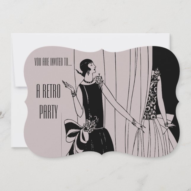 Convite Festa de 20 anos rugindo com flapper da Retro Vint (Frente)