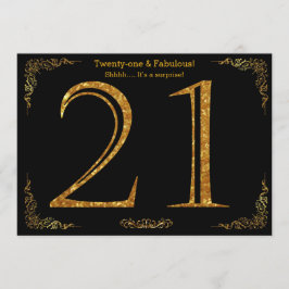 Convite Festa de 21º aniversário, estilo Gatsby, brilho pr