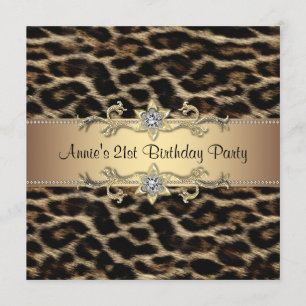 Convite Festa de 21 anos elegante de leopardo para mulher