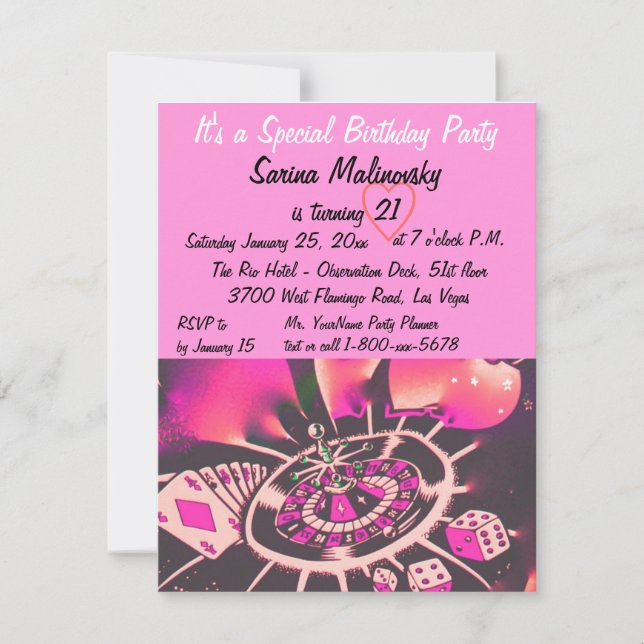 Convite Festa de 21 Anos em Las Vegas (Frente)