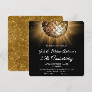 Convite Festa de 25 Anos de Casamento Bola de Discoteca Do