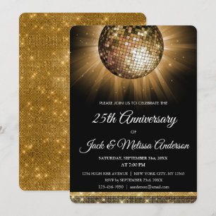 Convite Festa de 25 Anos de Casamento Bola de Discoteca Do