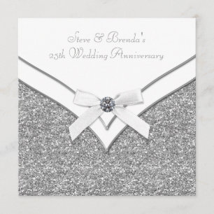 Convite Festa de 25 de Casamento Elegante de Prata