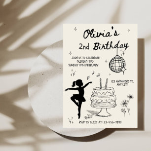 Convite Festa de 2 Anos da Menina com Desenho de Bolo