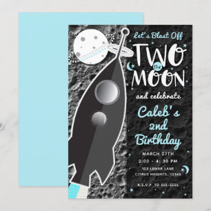 Convite Festa de 2 anos da Nave Espacial Foguete DOIS PARA