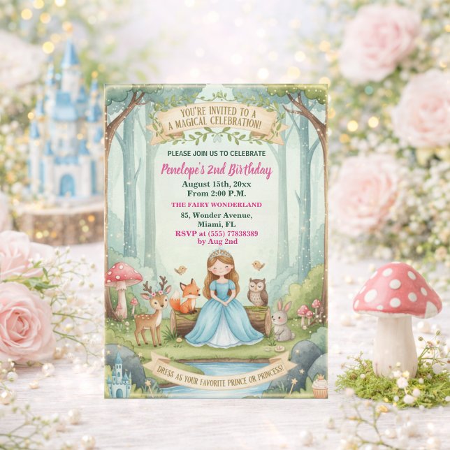 Convite Festa de 2 anos da Princesa com Animais da Florest (Criador carregado)
