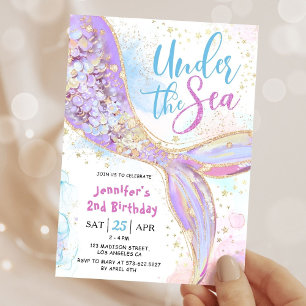 Convite Festa de 2 anos da Sereia Roxo Sob o Mar