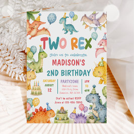 Convite Festa de 2 anos do Dinossauro Dois Rex