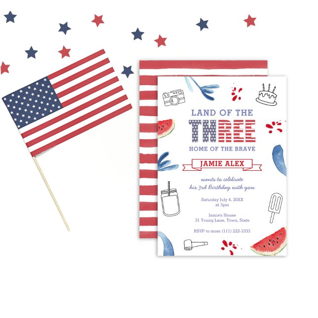 Convite Festa de 3 Anos ao Estilo Americano (Criador carregado)
