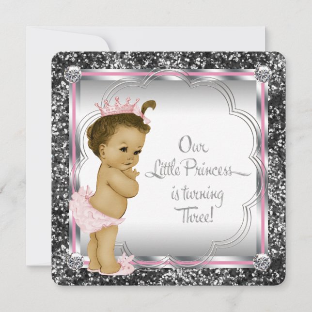 Convite Festa de 3 Anos de Meninas (Frente)