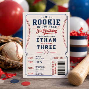 Convite Festa de 3 Anos de Rookie do Ano de Beisebol