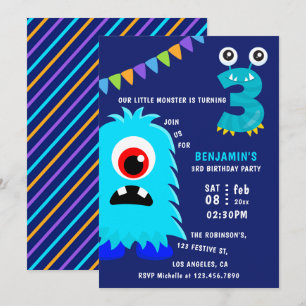 Convite Festa de 3 Anos do Menino Monstro