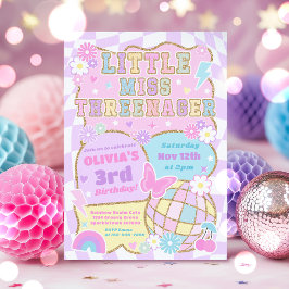 Convite Festa de 3 anos Little Miss Threenager Preppy Groo