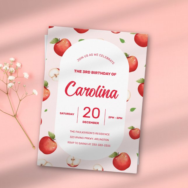Convite Festa de 3 Anos Tema Maçã da Filha (Criador carregado)