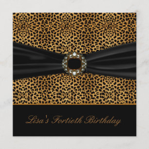 Convite Festa de 40 Anos da Mulher Leopardo Luxuosa