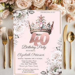 Convite Festa de 40 Anos da Princesa Coroa Floral