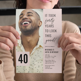 Convite Festa de 40 Anos de Aniversário com Fotos Modernas