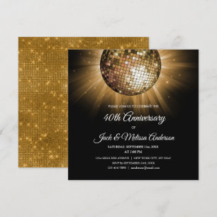 Convite Festa de 40 Anos de Casamento Bola de Discoteca Do