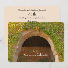 Convite Festa de 40 Anos de Casamento Rustic Arch Laranjas