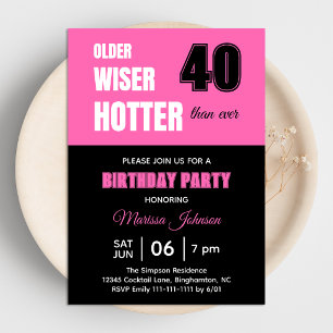Convite Festa de 40 Anos de Idade Mais Velha Mais Quente R