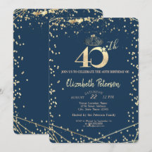 Festa de 40 anos Diamantes Azul Marinho Dourado  