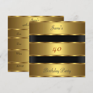 Convite Festa de 40 anos do homem Dourado Preto