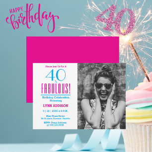 Convite Festa de 40 anos e fabuloso com foto