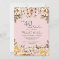 Festa de 40 anos em floral rosa champanhe