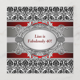 Convite Festa de 40 Anos Fabulosa em Damasco Preto