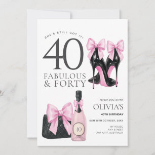 Convite Festa de 40 Anos para Mulheres, Fabulosa e Quarent