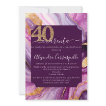 Festa de 40 Anos Roxo Espanhol Rosa Dourado Ágata