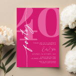 Convite Festa de 41 aniversário de 40 anos Rosa Moderna<br><div class="desc">Este convite de festas de aniversário de 30 anos de tipografia minimalista é perfeito para uma festa de aniversário moderna. O design simples apresenta uma fonte branca clássica sobre fundo cor-de-rosa. Personalizável em qualquer cor. Mantenha o design mínimo e elegante, como está, ou personalize-o adicionando seus próprios gráficos e trabalhos...</div>