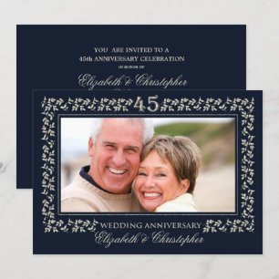 Convite Festa de 45 anos de Casamento   Foto Personalizada