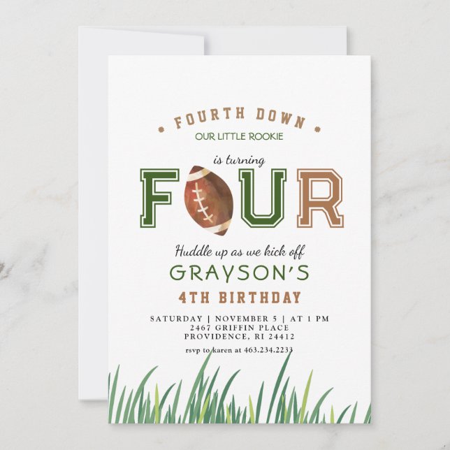 Convite Festa de 4° aniversário do Huddle Up Football (Frente)