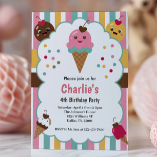 Convite Festa de 4 Anos da Cute Girls Ice Cream
