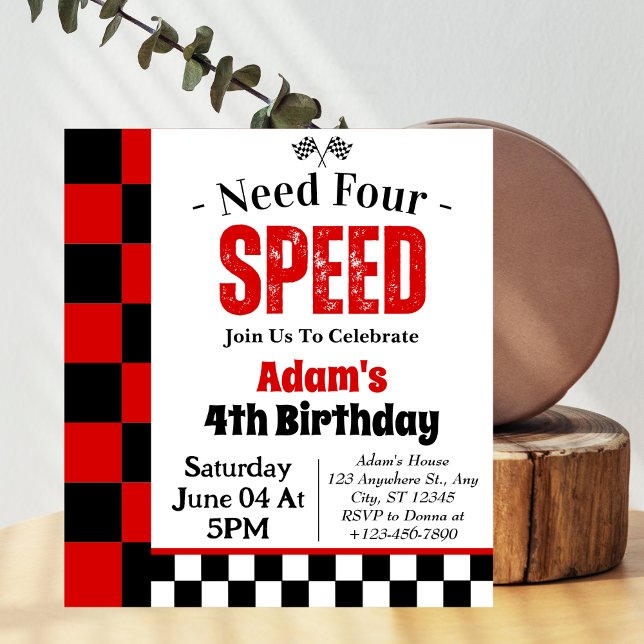 Convite Festa de 4 anos do Menino Need Four Speed  (Criador carregado)