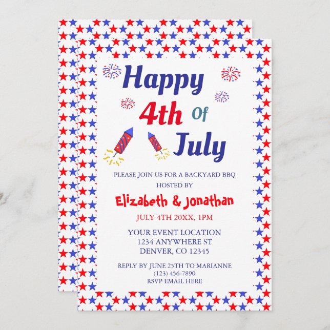 Convite Festa de 4 de julho (Frente/Verso)