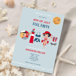 Convite Festa de 4 de julho de piscina