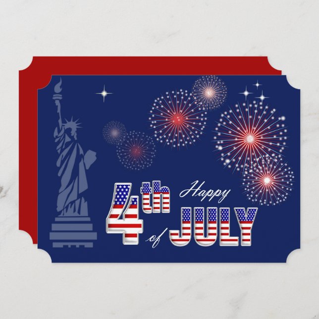 Convite Festa de 4 de julho | Design de evento (Frente/Verso)