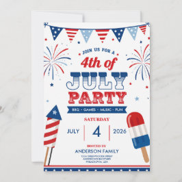 Convite Festa de 4 de Julho Dia da Independência Patriótic