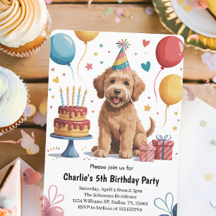 Convite Festa de 5º Aniversário de Cachorrinho de Crianças