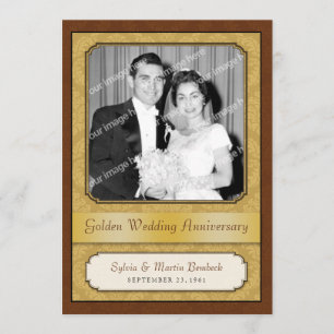 Convite Festa de 50º Aniversário Damask Golden