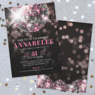 Convite Festa de 50º Aniversário de Black Pink Adult