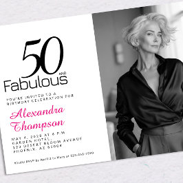 Convite Festa de 50 anos cor-de-rosa 50 anos e fabulosa